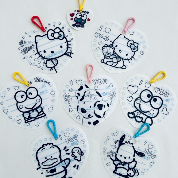 Vintage Sanrio Hello Kitty Shrinky Dinks Name Tag Clips DIY Craft 7 Pc Lot ‘92 - Picture 1 of 13